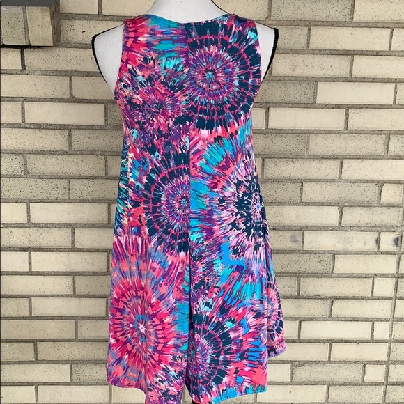❌DONATED❌Fuchsia Pink Multicolor Tie Dye Lightweight Tank Dress - Picture 4 of 8